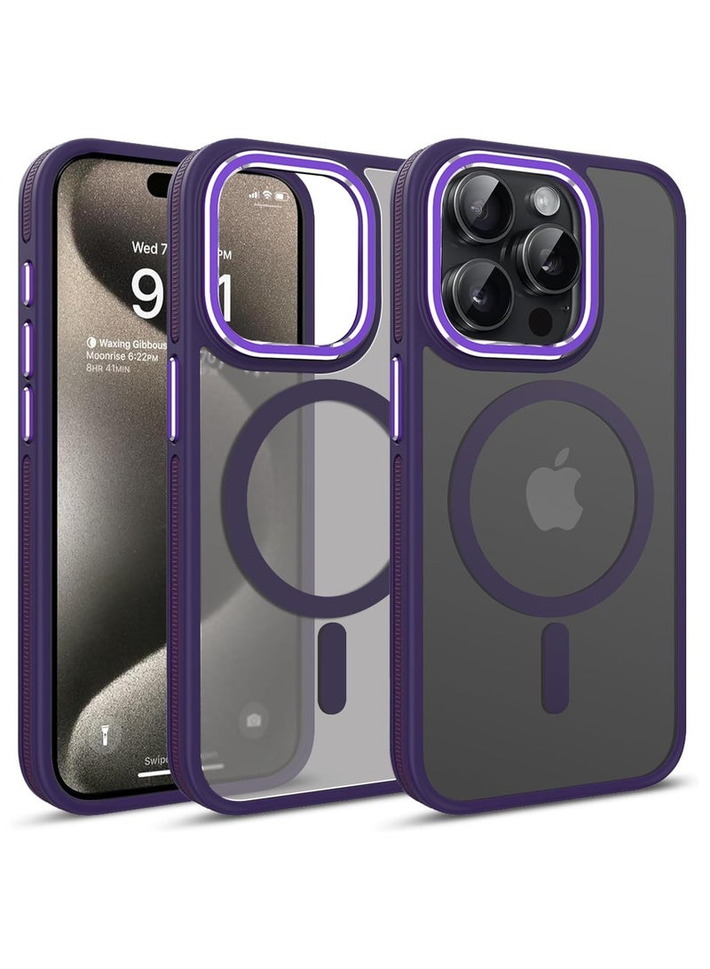 Magnetic Case Compatible with MagSafe Translucent Matte Shockproof Women Men Girl Protective Case Cover for iPhone 14 Pro Max 6.7 (Purple)  - Image 1