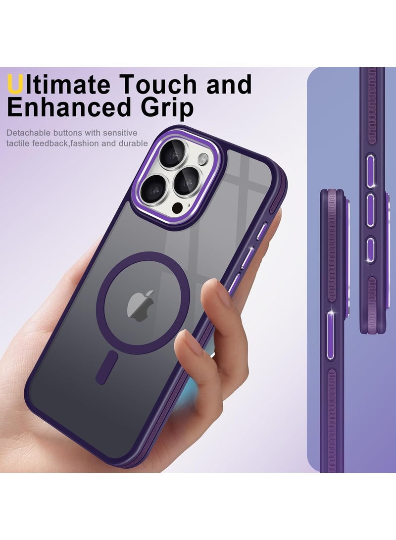 Magnetic Case Compatible with MagSafe Translucent Matte Shockproof Women Men Girl Protective Case Cover for iPhone 14 Pro Max 6.7 (Purple)  - Image 3