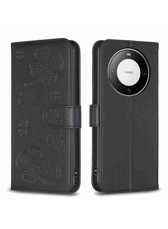 erorex Case For Huawei Mate 60 Pro / 60 Pro+ Four-leaf Embossed Leather Phone Case - Image 1