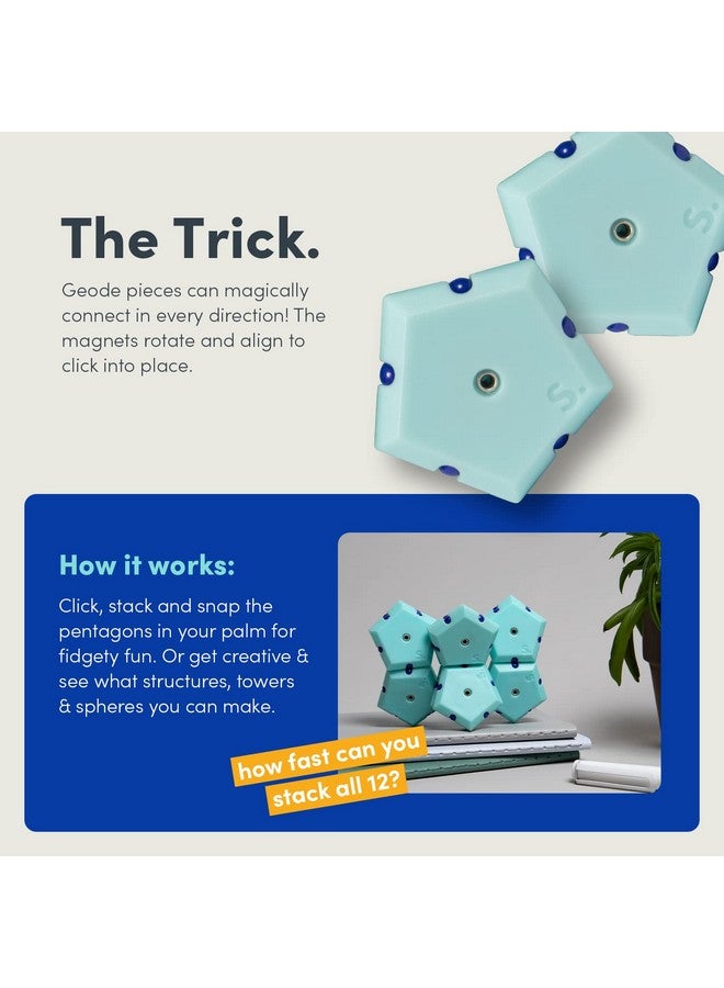 Speks Geode Matte Pentagons Magnetic Fidget Toy For Adults | Quiet Sensory Toy For Stress Relief & Anxiety, Office Desk Toy & Top Gadget Gift Idea | Mile High, 12-Piece Set - Image 5