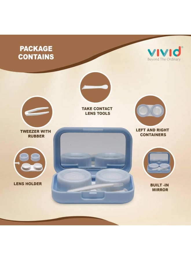 Vivid Portable Mini Contact Lens Case Travel Kit with Mirror, Tweezers & Remover Tool – Cute Design Eye Box Holder for Storage, Daily & Outdoor Use LC-3059-Sky Blue  - Image 3