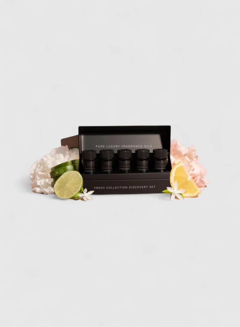 AROMA360 Luxury Aromatherapy Scent Diffuser Oils - Escapade, Skyfall, California Love, Summer Breeze, and London Calling  - Set 5 Fragrance Bottles, 50mL