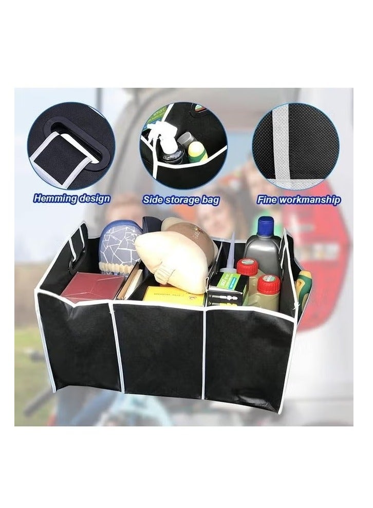 50 x 33 x 32cm Trunk Organizer, Car Organizer Box, Foldable Waterproof Storage Bag with 3 Compartments, Foldable Cargo Box Grocery Organizer - Image 3