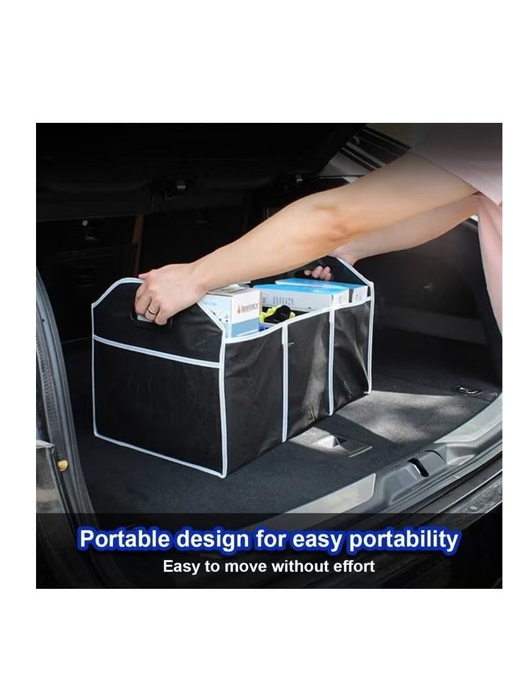 50 x 33 x 32cm Trunk Organizer, Car Organizer Box, Foldable Waterproof Storage Bag with 3 Compartments, Foldable Cargo Box Grocery Organizer - Image 4