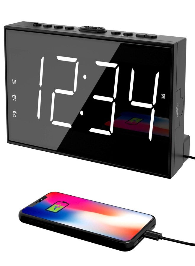 PPLEE Alarm Clock for Bedroom, 2 Alarms Loud LED Big Display Plug in Simple Basic Digital Clock with USB Charging Port, Adjustable Volume, Dimmable, Snooze for Deep Sleepers Kids Elderly Home Office - Image 1