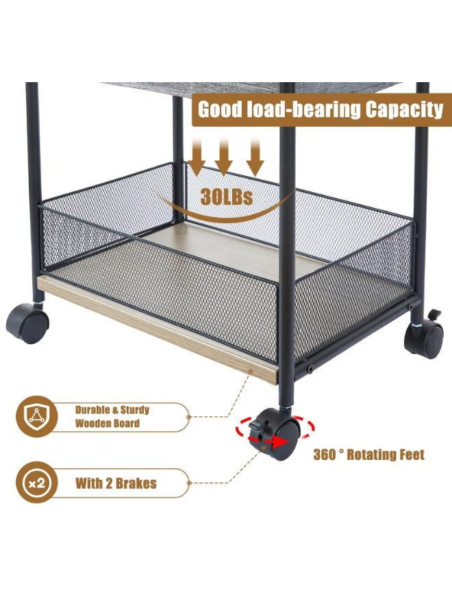 والالا منظم حفاضات الأطفال وعربة تخزين بثلاث طبقات مع 4 + 2 فاصل، عربة معدنية متنقلة متعددة الاستخدامات بعجلات دوارة لمستلزمات الحضانة، عربات دوارة كبيرة السعة لسرير الأطفال وغرفة النوم والحمام - Image 5