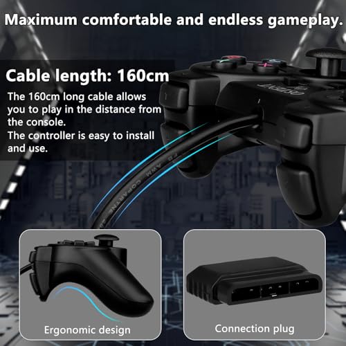 OSTENT Wired Analog Controller Gamepad Joystick Joypad for Sony Playstation PS2 PS1 PS One PSX Console Dual Shock Vibration Video Games - Image 5