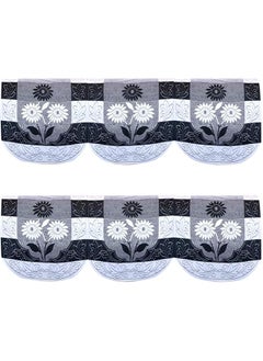 Kuber Industries Flower Design Cotton 3 Seater Sofa Cover Set Premium Cotton And Flower Design Pack Of 2 Black  - Image 2