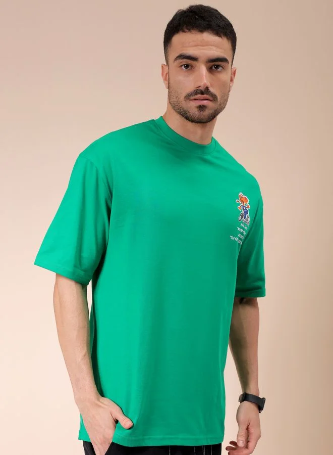 The Indian Garage Co Men Boxy Oversized Graphic Back Printed Round Neck Tshirt