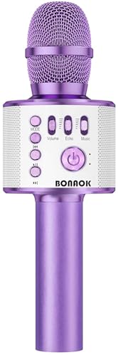 BONAOK ميكروفون كاريوكي لاسلكي بلوتوث BONAOK، 3 في 1 ميكروفون محمول يدوي مكبر صوت لجميع الهواتف الذكية، للفتيات والأولاد والأطفال والبالغين من جميع الأعمار Q37 (بنفسجي فاتح) - Image 1
