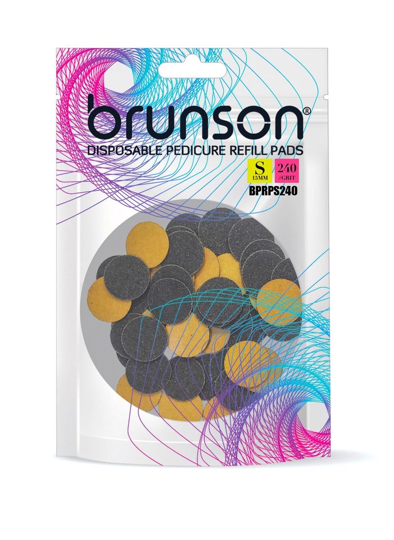 brunson 50pcs Self-adhesive Sandpaper Disk Replacement Pad Foot File Disc for Electric Rasp Files Callus Cuticle Hard Dead Skin Removal Pedicure Tools S 15MM #240GRIT  - Image 2