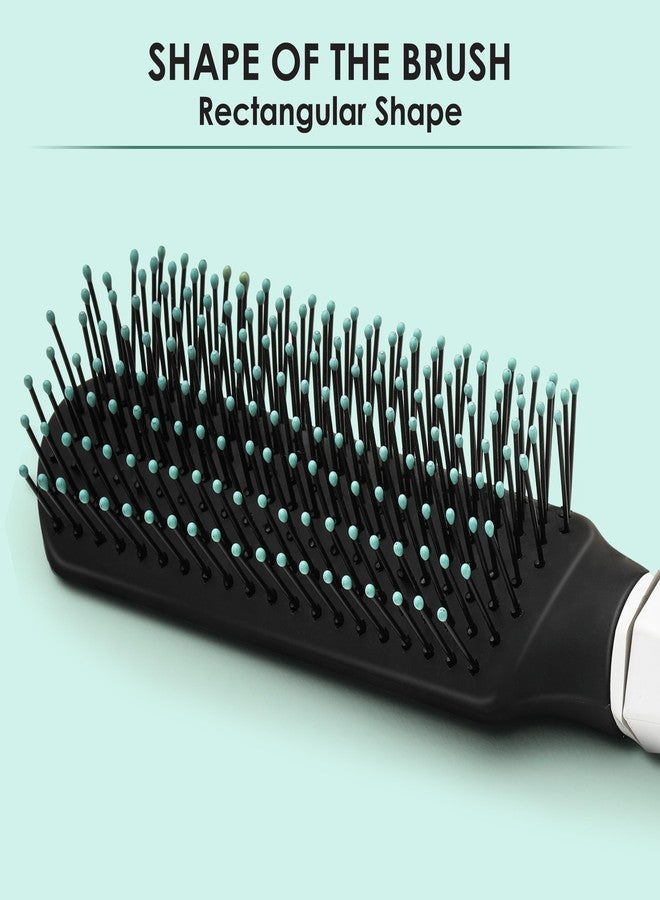 AGARO Classic Flat Hair Brush with Strong & flexible nylon bristles, having Anti-static ball tips, For Grooming, Volumising & Back Brushing, ideal for Men & Women, Cyan - Image 4