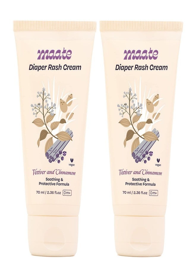 Maate Baby Diaper Rash Cream (Pack of 2*70ml) | Provides Healing, Prevent Rashes & Irritation | Enriched with Vetiver, Cinnamon and Rosemary Oils | Diaper Rash Cream For Baby | Dermatologically Tested - Image 1