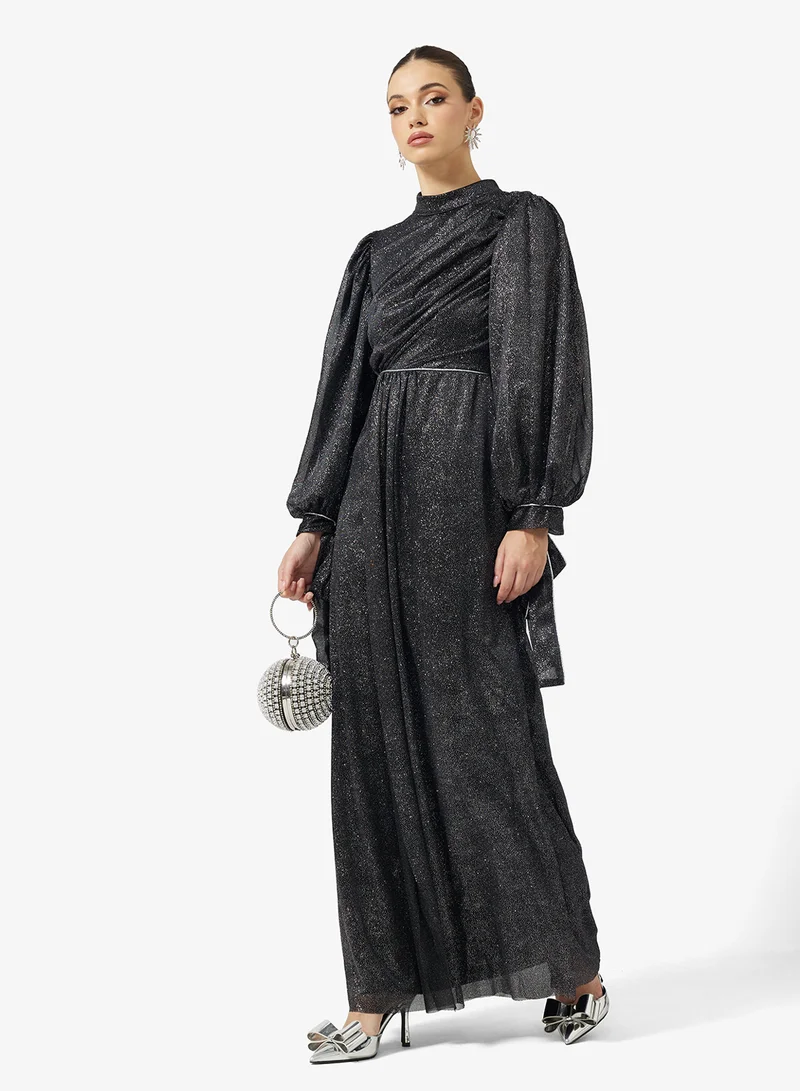 خزانة Ruched Dress With Puff Sleeves