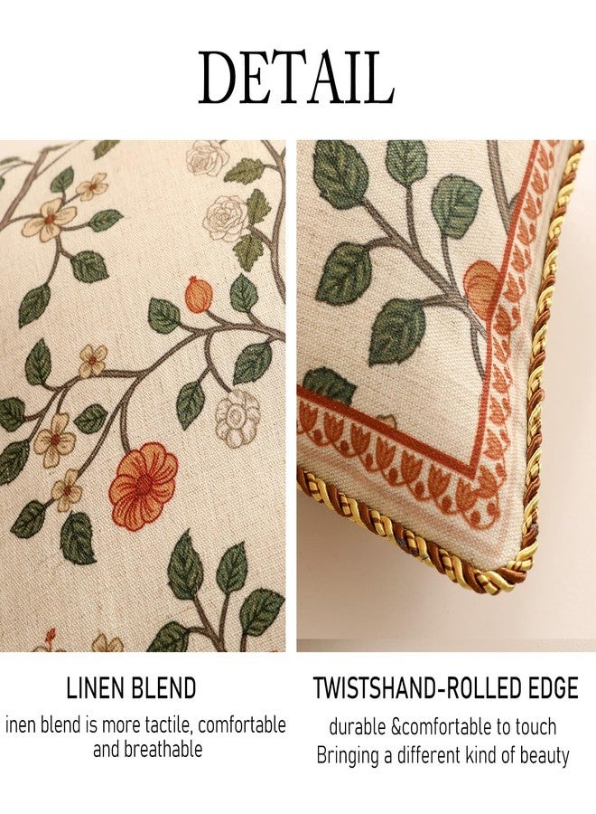 ISAENNE Design Linen Classic Throw Pillow Covers 12"x20", French Farmhouse Rectangle Cushion Covers with Orange White Floral Pattern Decor Pillowcases for Bed,Living Room,Outdoor,Car - Image 5