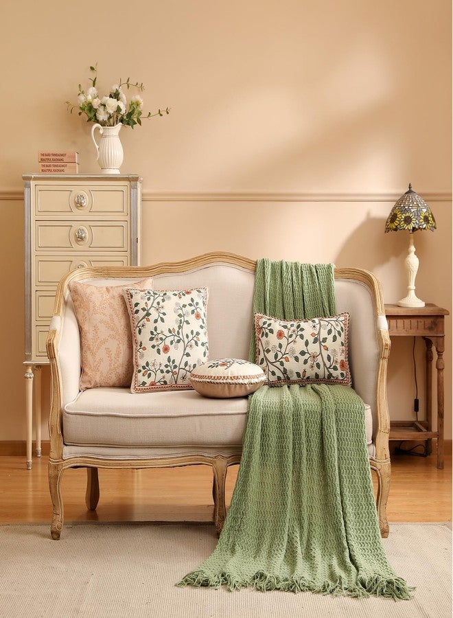 ISAENNE Design Linen Classic Throw Pillow Covers 12"x20", French Farmhouse Rectangle Cushion Covers with Orange White Floral Pattern Decor Pillowcases for Bed,Living Room,Outdoor,Car - Image 3