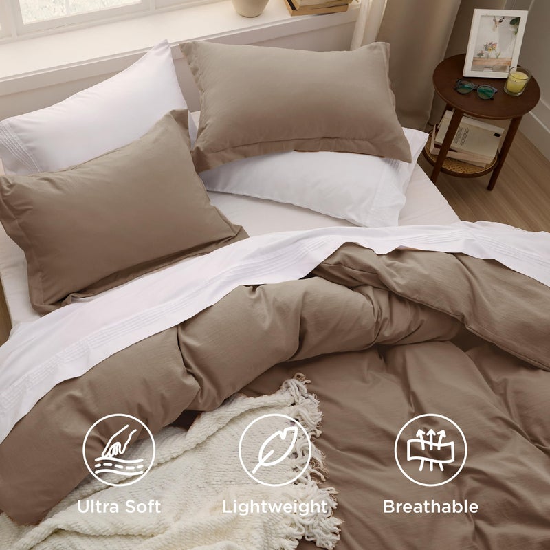 Bedsure Coffee California King Duvet Cover - Prewashed Cotton-Like Polyester Extra Soft Bedding Set, Includes 1 Cal King Duvet Cover 104''x98'' with Zipper Closure & 2 Pillow Shams, No Comforter - Image 4