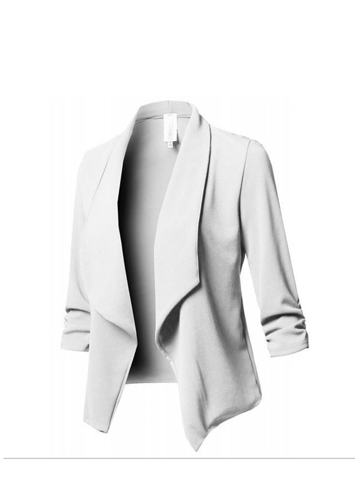 New Slim Fitting Long Sleeved Pleated Solid Color Versatile Small Suit Jacket