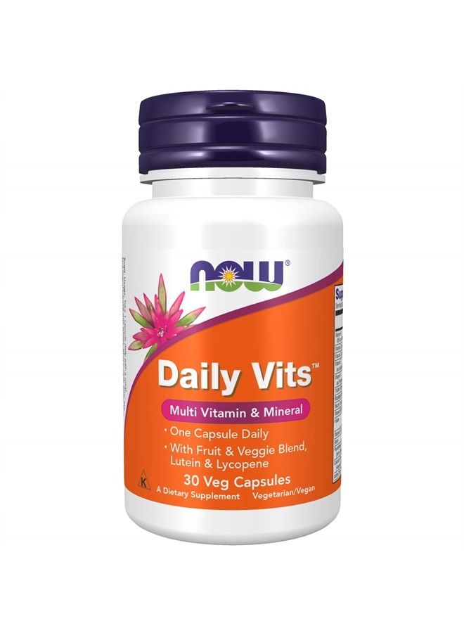 now Supplements, Daily Vits™with Fruit & Veggie Blend, Lutein and Lycopene, 30 Veg Capsules - Image 1
