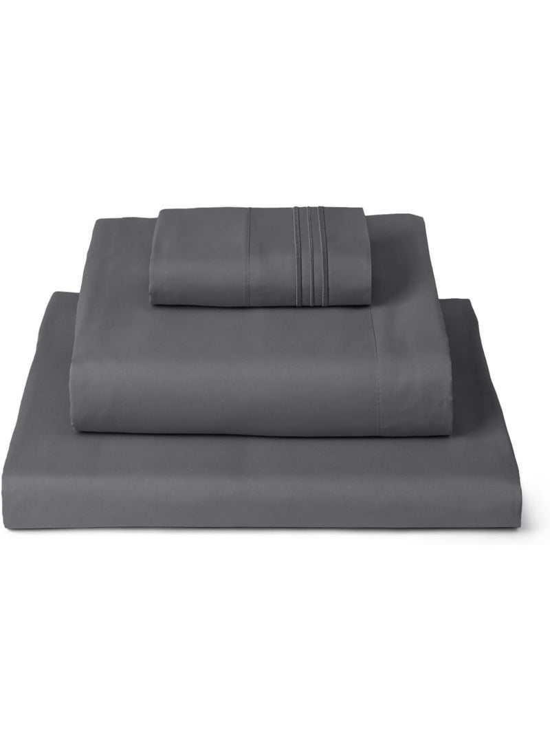 Mellanni Twin XL Sheets Set - 3 PC Iconic Collection Bedding - Hotel Luxury, Extra Soft, Cooling Bed Sheets - Wrinkle, Fade, Stain Resistant (Twin Extra Long, Gray) - Image 1