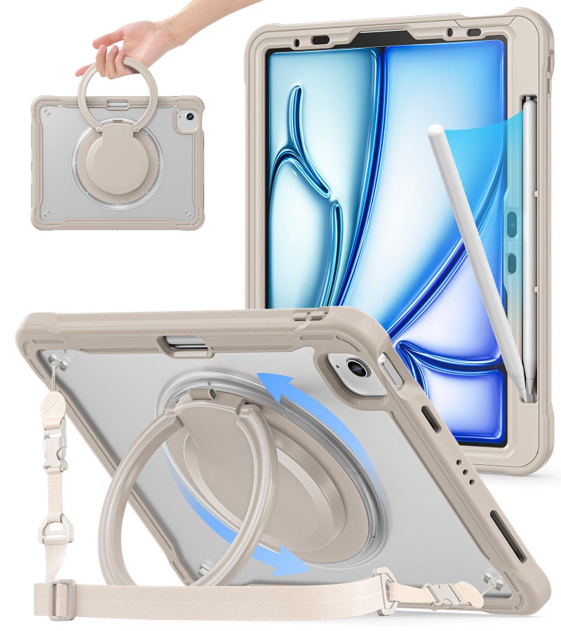 BATYUE Case for iPad Air 11-inch M4(2026)/M3(2025)/M2(2024), iPad Air 4/5 10.9" & Pro 11" 2018-2022 - Shockproof Case with 360° Rotating Stand & Handle, Pencil Holder, Shoulder Strap, Starlight - Image 1