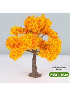 Landscape Sand Table Model Tree Mini Handmade Micro Landscape Scene Wire Flower Tree Finished Small Tree Modeling Materials-Color:Yellow Orange Flower Tree 15cm 1 Tree
