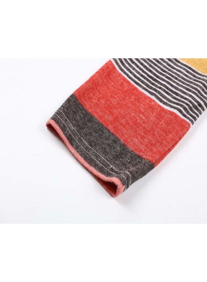 DEARCASE Cardigans for Women 3/4 Sleeve Casual Striped Printed Open Front Draped Loose Flowy Summer Fall Winter Kimono Cardigan Red Small - Image 5