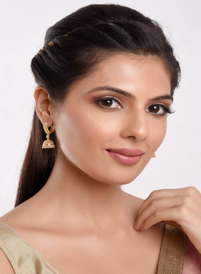 Efulgenz Jhumka Hoop Earrings Indian Earrings for Women Light Weight Dainty Jhumka Jhumki Dangle Earrings Set for Women Indian Jewelry for Women Earrings Set - Image 3