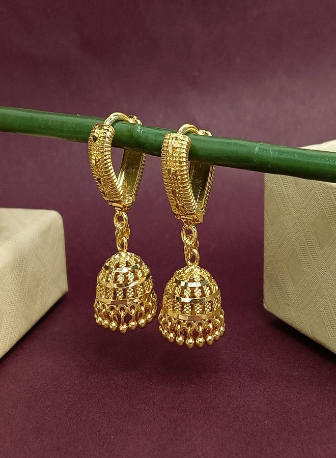 Efulgenz Jhumka Hoop Earrings Indian Earrings for Women Light Weight Dainty Jhumka Jhumki Dangle Earrings Set for Women Indian Jewelry for Women Earrings Set - Image 2