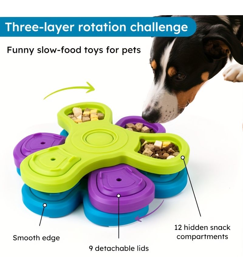 Interactive Dog Puzzle Feeder 3 Layer Slow Feeder Sky Blue For IQ Smell Training - Image 4