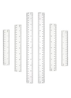 Oasisgalore 6PCS Clear Plastic Ruler Set - 3 Sizes with Inches & Metric for School & Office Use  - Image 1