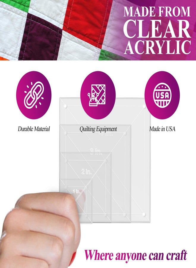 LaserThing Quilting Acrylic Template Set | Precision Tools for Quilting Enthusiasts | Square Design | Includes Sizes 4", 3", 2", 1" | 1/8 Clear Acrylic | 1/4" Seam Allowance for Accuracy - Image 4