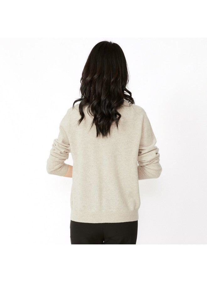 Hengyuanxiang Solid Color Rhinestone Pure Wool V-Neck Knitted Cardigan Warm Wool Cardigan Coat - Image 5