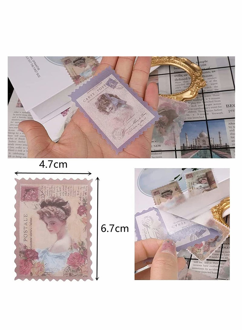 Excefore Stamp Stickers Postage Stamp Vintage Scrapbook Paper Deco Paper Sticker for Scrapbooking Journaling Supplies Planners Kid DIY Art Crafts Journal Four Styles 240pcs - Image 2