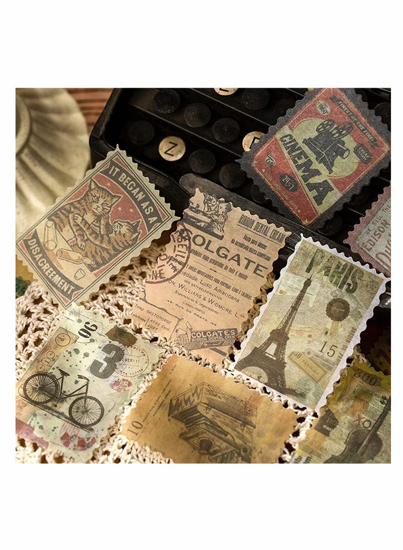 Excefore Stamp Stickers Postage Stamp Vintage Scrapbook Paper Deco Paper Sticker for Scrapbooking Journaling Supplies Planners Kid DIY Art Crafts Journal Four Styles 240pcs - Image 4