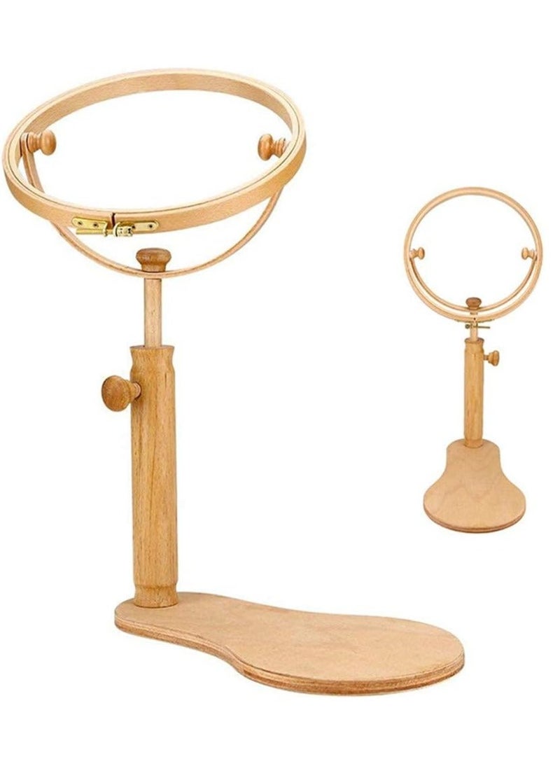 Y&D Adjustable Embroidery Stand Wooden Cross Stitch Hoop Ring Frame Sewing Tools for DIY Craft Needlepoint and Project  - Image 1