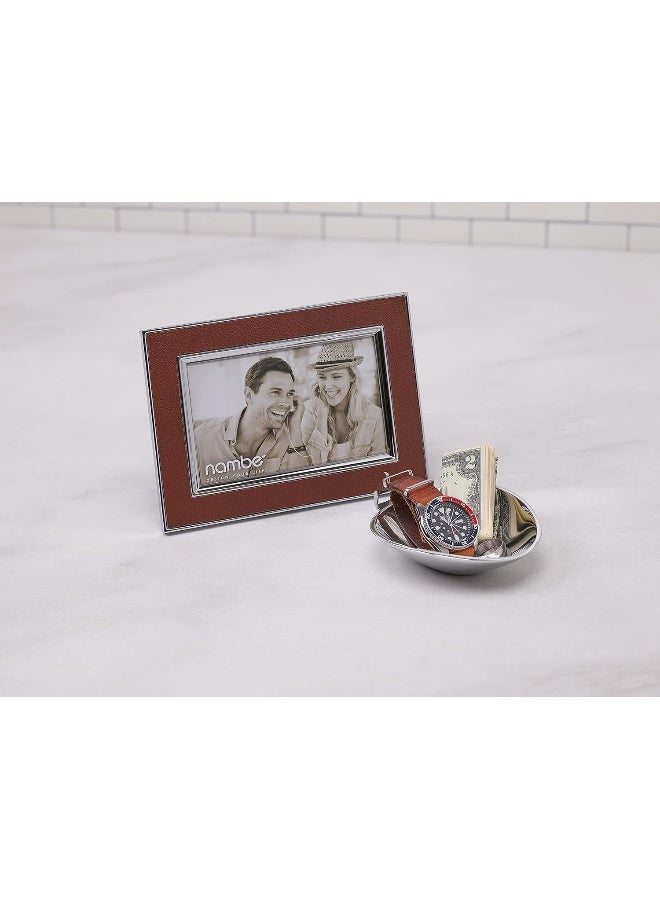 Nambe Novara Picture Frame 4 x 6  Photo Frame with Tempered Glass  Tabletop Display Family Friends Wedding Gift Home Office Dcor  Silver Plate and Genuine Leather - Image 5