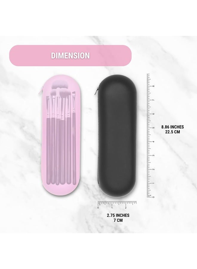 ECO-FUSED Travel Makeup Brush Holder with Zipper, 2 Pack, Silicon Trendy and Portable Cosmetic Face Brushes Holder, Soft and Sleek Makeup Tools Organizer for Travel (Pink & Black) - Image 5