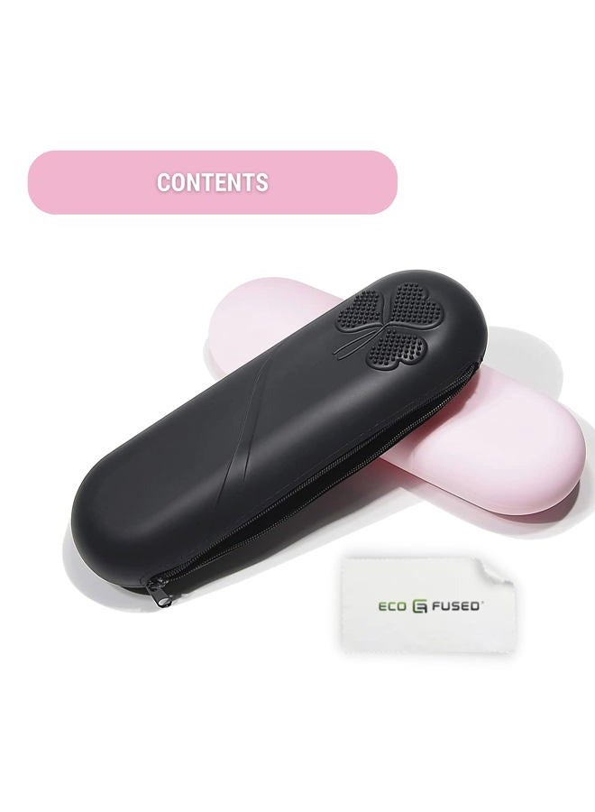 ECO-FUSED Travel Makeup Brush Holder with Zipper, 2 Pack, Silicon Trendy and Portable Cosmetic Face Brushes Holder, Soft and Sleek Makeup Tools Organizer for Travel (Pink & Black) - Image 3