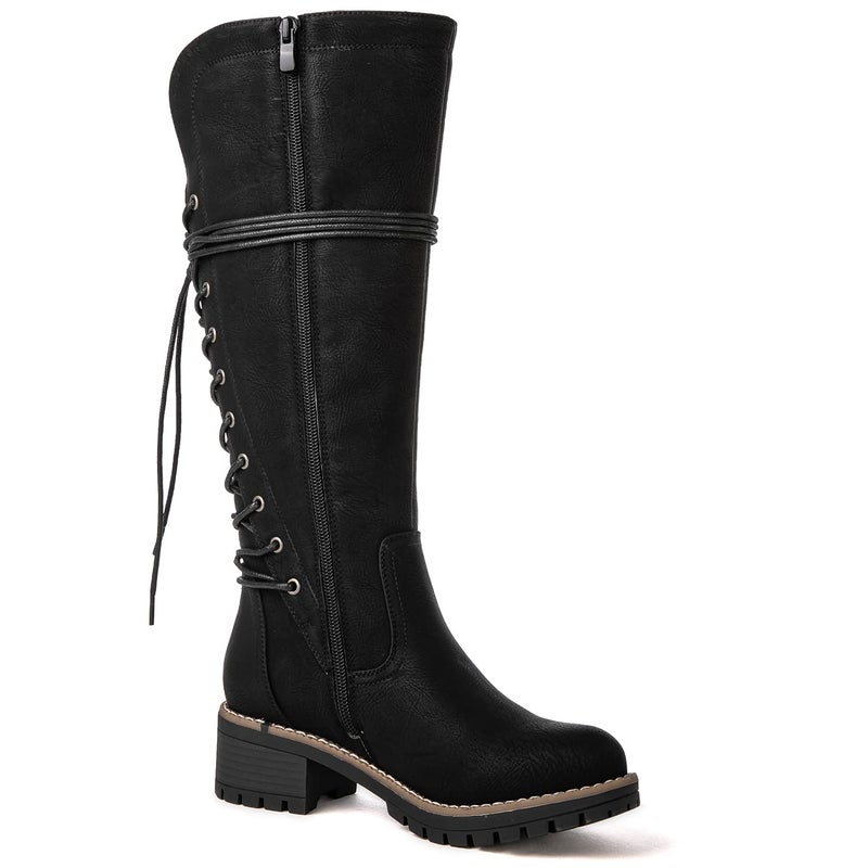 GLOBALWIN Womenâ€™s Black Lace Up Back Boots Knee High Boots Fashion Boots For Women 7M - Image 3