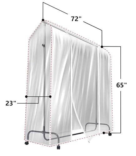Sorbus Cover for Garment Rack 6 Ft Transparent Clothes Rack Cover Garment Coat Hanger Protector Dustproof Waterproof Clothing Storage Cover for Dresses Suits Coats and more Rack Not Included - Image 3