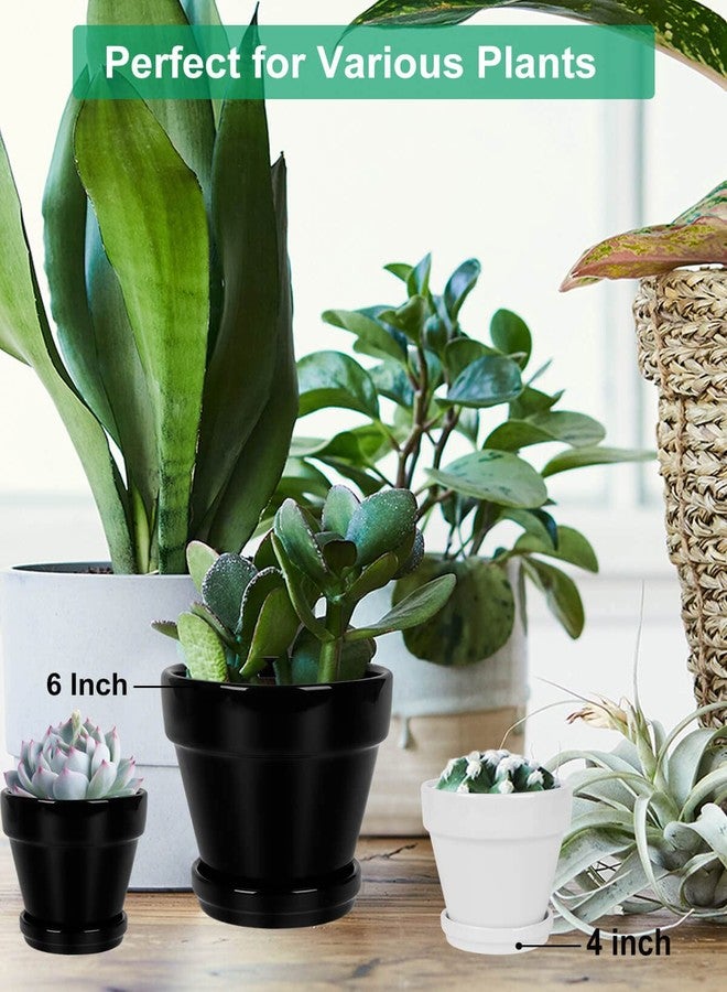 vensovo 4 Inch White Ceramic Pot for Plant with Saucer - 6 Pack Small Ceramic Plant Pot with Drainage Hole, Flower Pot with Tray, Succulent Pot for Indoor Outdoor Plant - Image 5