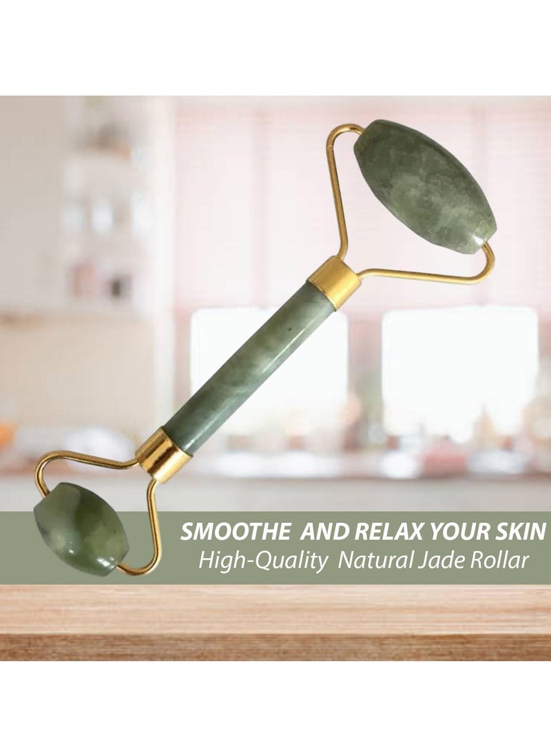Estrico 1 x Jade Roller Facial Massager Tool Double Headed Stone Facial Roller Massager Face Slimming Lift Massage 14cm  - Image 3