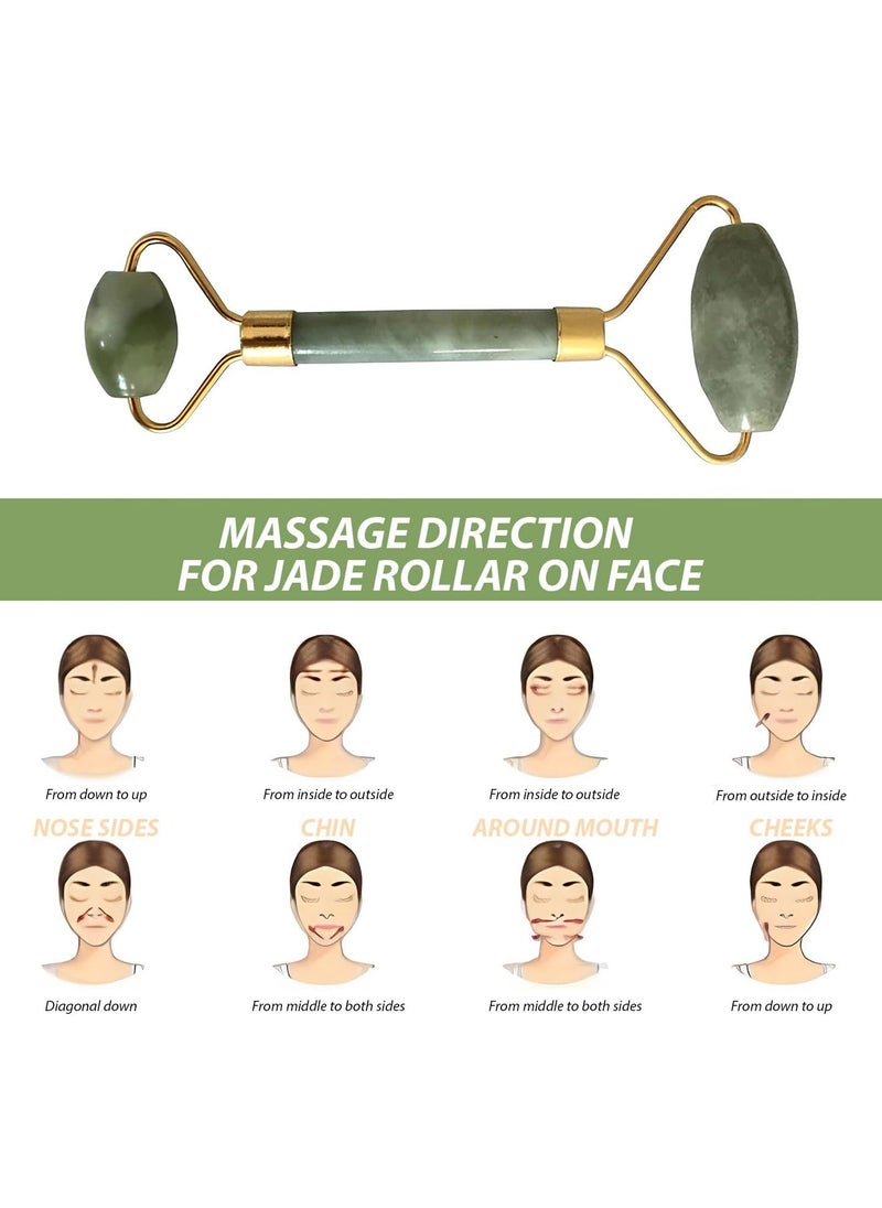 Estrico 1 x Jade Roller Facial Massager Tool Double Headed Stone Facial Roller Massager Face Slimming Lift Massage 14cm  - Image 2