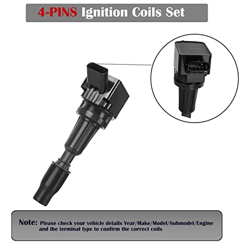 LCWRGS مجموعة من 4 لفائف إشعال تناسب 2015 2016 2017 2018 2019 2020 هيونداي سوناتا سانتا في سبورت كيا أوبتيما سورينتو سبورتاج 2.4 2.0 توربو L4 حزم لفائف تستبدل UF764 273002GGA0 - Image 3