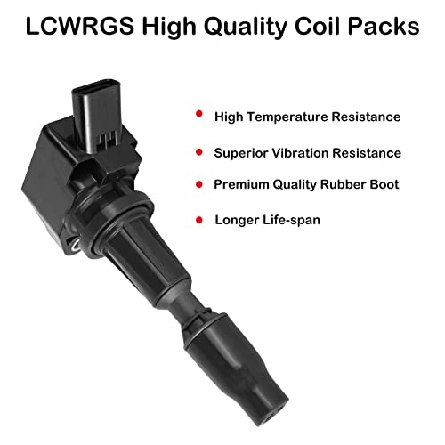 LCWRGS مجموعة من 4 لفائف إشعال تناسب 2015 2016 2017 2018 2019 2020 هيونداي سوناتا سانتا في سبورت كيا أوبتيما سورينتو سبورتاج 2.4 2.0 توربو L4 حزم لفائف تستبدل UF764 273002GGA0 - Image 4