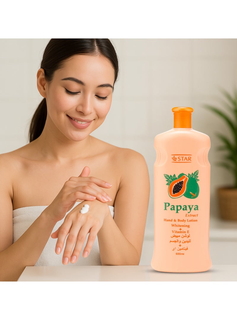 SZ Star - Papaya Extract Nourishing Body Lotion – Deep Hydration & Skin Brightening Hand Lotion with Vitamin E – Soothes Dry Skin, Restores Radiance & Softness – Moisturizer For Hands, Face, Feet and Body (600ml x 2) - Image 1
