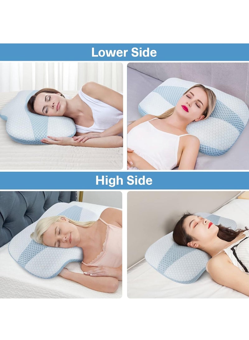 SYOSI Cervical Pillow for Neck Pain Relief, Hollow Design Odorless Memory Foam Neck Pillows with Cooling Case, Ergonomic Head Support Pillow for Sleeping, Contour Support for Side Back Sleepers - Image 3