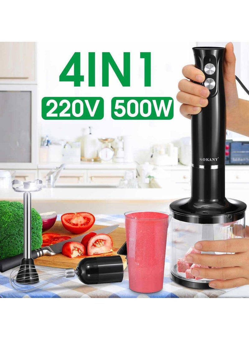 sokany 4-in-1 Hand Blender Chopper Whisker Mixer | Durable Stainless Steel Blade & Removable Stick | Comes with 750ml Plastic Jar, 550ml Chopper and Blending Wand - Image 2