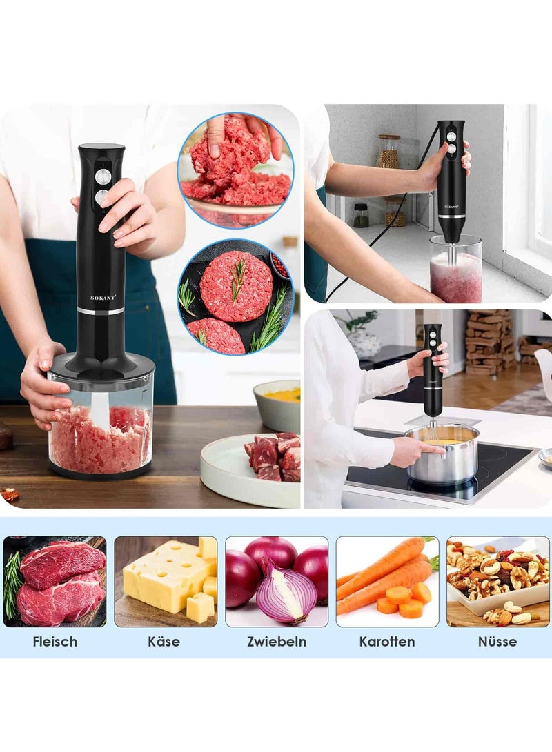 sokany 4-in-1 Hand Blender Chopper Whisker Mixer | Durable Stainless Steel Blade & Removable Stick | Comes with 750ml Plastic Jar, 550ml Chopper and Blending Wand - Image 5